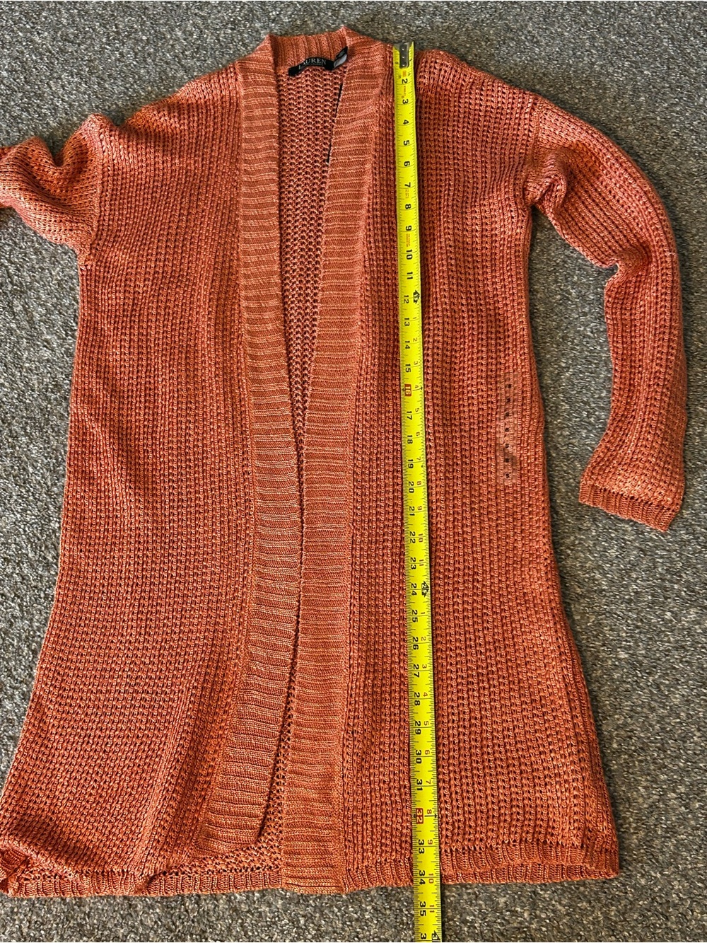 NWT Lauren Ralph Lauren Open Knit Duster Cardigan | Linen Blend | Terracotta - Picture 8 of 8